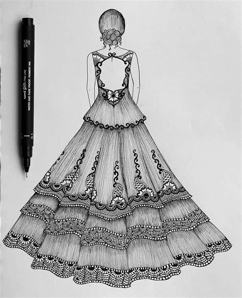 dress drawing easy|drawings of dresses with pencil.